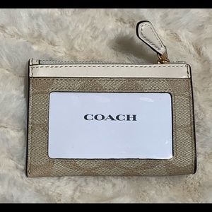 Coach 💯 Original Mini Skinny Id Case In Signature Canvas🛍